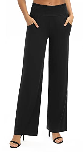 EXCHIC Women's Loose Straight Leg Palazzo Pants High Elastic